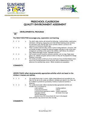 Preschool Classroom Quality Environment Assessment
