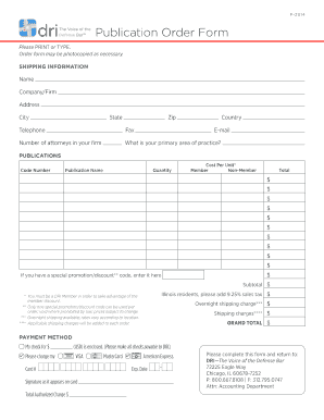 DRI Publication Order Form