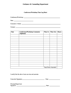 Conference Time Log Sheet