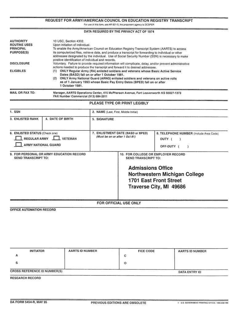 Fillable Online nmc Army Transcript Request. Army Transcript Request ...