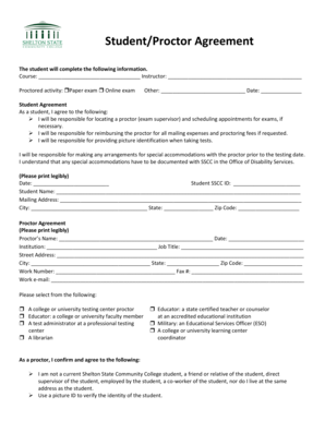 Student Proctor Agreement Form