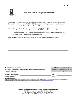 Graduate Program Verification Form