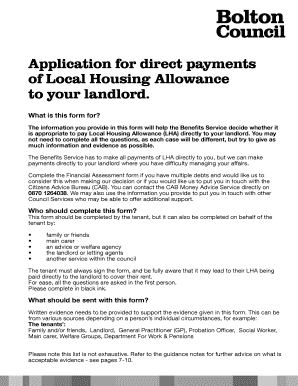 Application for Direct Payments of Local Housing Allowance
