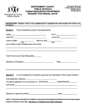 Montgomery County Annual Leave Request Form