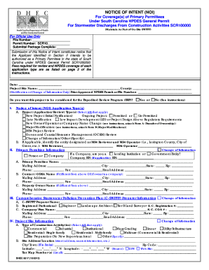 Notice of Intent for Stormwater Discharges