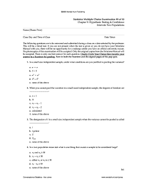 Statistics Multiple Choice Examination