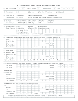 Al-Anon Registration Group Records Change Form