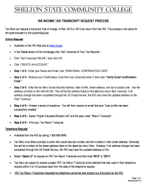 IRS Income Tax Transcript Request