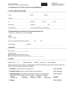Undergraduate Application for Admission