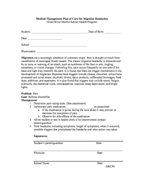 Medical Management Plan for Migraine Headaches