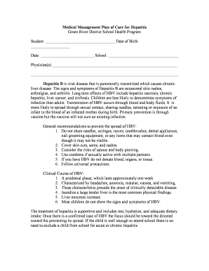 Hepatitis B Management Plan of Care