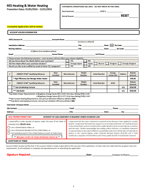 Residential Heating and Water Heating Rebate Application