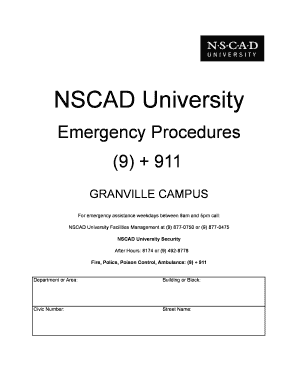 NSCAD University Emergency Procedures Manual