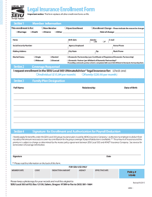 SEIU Local 503 Legal Insurance Enrollment Form