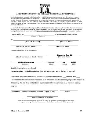 Authorization for Release of Medical Information