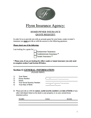 Flynn Insurance Agency Homeowner Insurance Quote Request