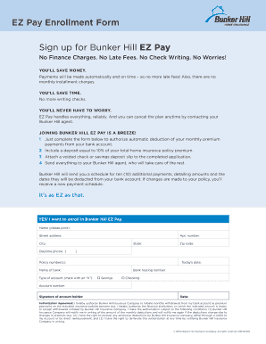 Bunker Hill EZ Pay Enrollment Form