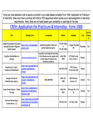 Form 1000: Application for Practicum & Internship