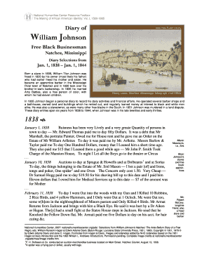 Unseen passage for class 2 - Diary of William Johnson Free Black Businessman selections from Jan 1 1838-Jan 1 1844 Identity The Making of African American Identity - nationalhumanitiescenter