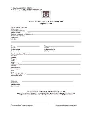 Physical Exam form - ISL