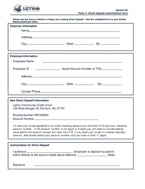 Direct Deposit Authorization Form