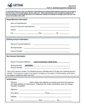 Automatic Payment Change Form