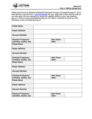 BillPay Change Form