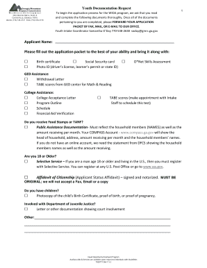 WIOA Youth Application Form