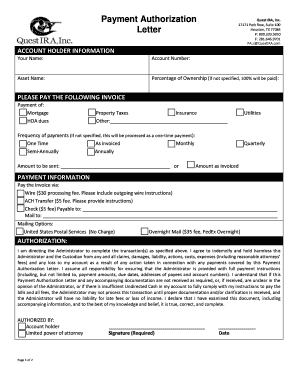 Payment Authorization Letter
