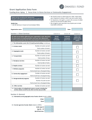 Senior Services Grant Application Form