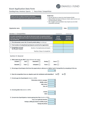 Daniels Fund Grant Application Supplement Form
