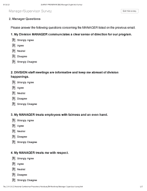 Manager/Supervisor Survey