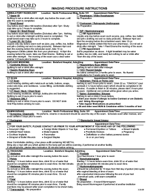 Imaging Procedure Instructions