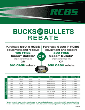 RCBS Speer Bullets Rebate Form