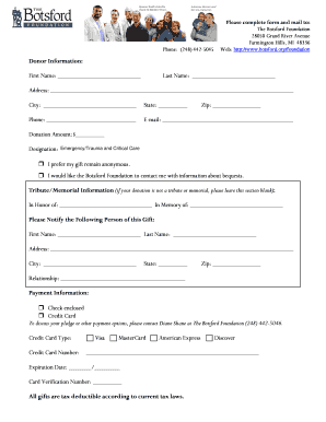 Botsford Foundation Donation Form