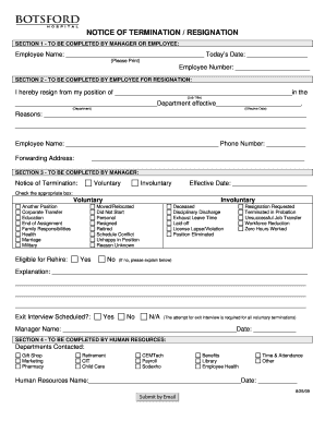 Employee Termination/Resignation Notice
