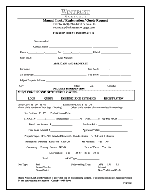 Mortgage Lock Registration Form