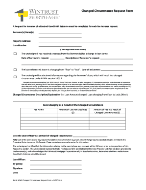 Changed Circumstance Request Form