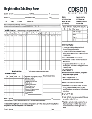 Student Registration Add/Drop Form