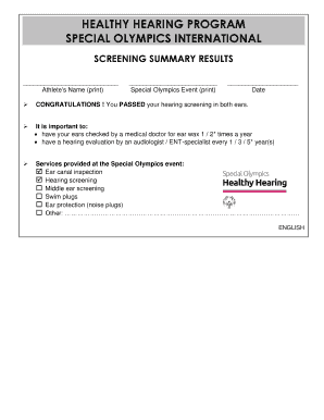 Special Olympics Hearing Screening Results