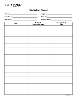 Medication Record Form