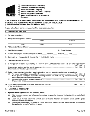 Professional Liability Insurance Application