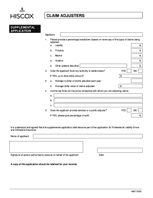 Professional Liability Errors and Omissions Insurance Application