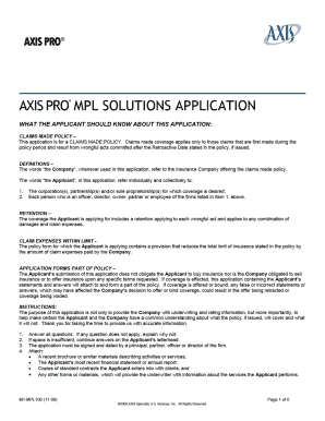Professional Liability Insurance Application