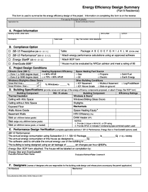 Ontario Energy Efficiency Design Summary Form