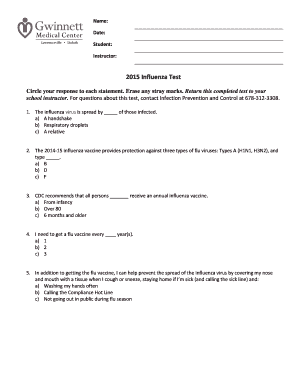2015 Influenza Test Form