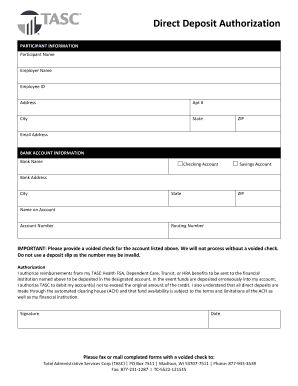 Direct Deposit Authorization Form