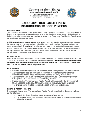 Temporary Food Facility Permit Application