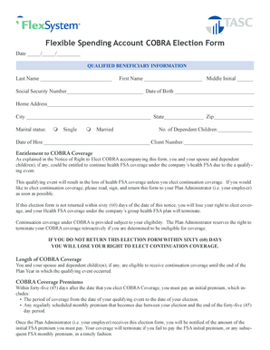 Flexible Spending Account COBRA Election Form