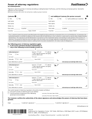 PostFinance Power of Attorney Form